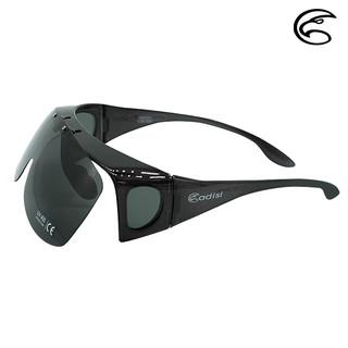 ADISI 掀蓋式偏光太陽眼鏡 AS20047 / 透明亮黑框(黑灰片) 城市綠洲 墨鏡 抗UV 防紫外線 防眩光 單車