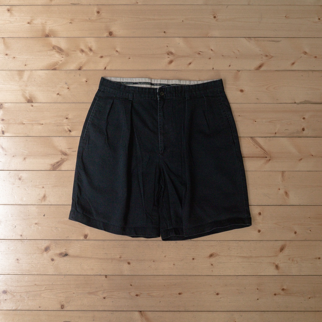 《白木11》 🇺🇸 90s Polo Ralph Lauren shorts 深藍 寬版 打摺 休閒 短褲 古著