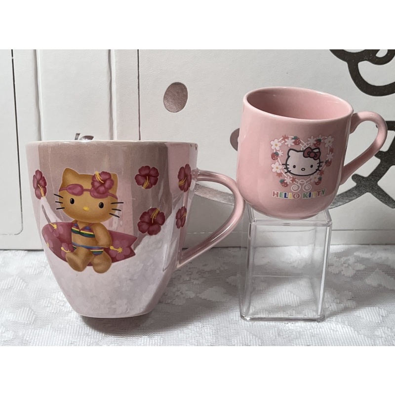 kitty 1999-2002日本 早期絕版 🍓陶瓷小馬克杯&曬黑夏威夷陶瓷馬克杯組