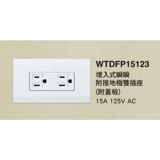 現貨 Panasonic 國際牌 星光 插座 雙插座 附接地 開關 含蓋板 WTDFP15123