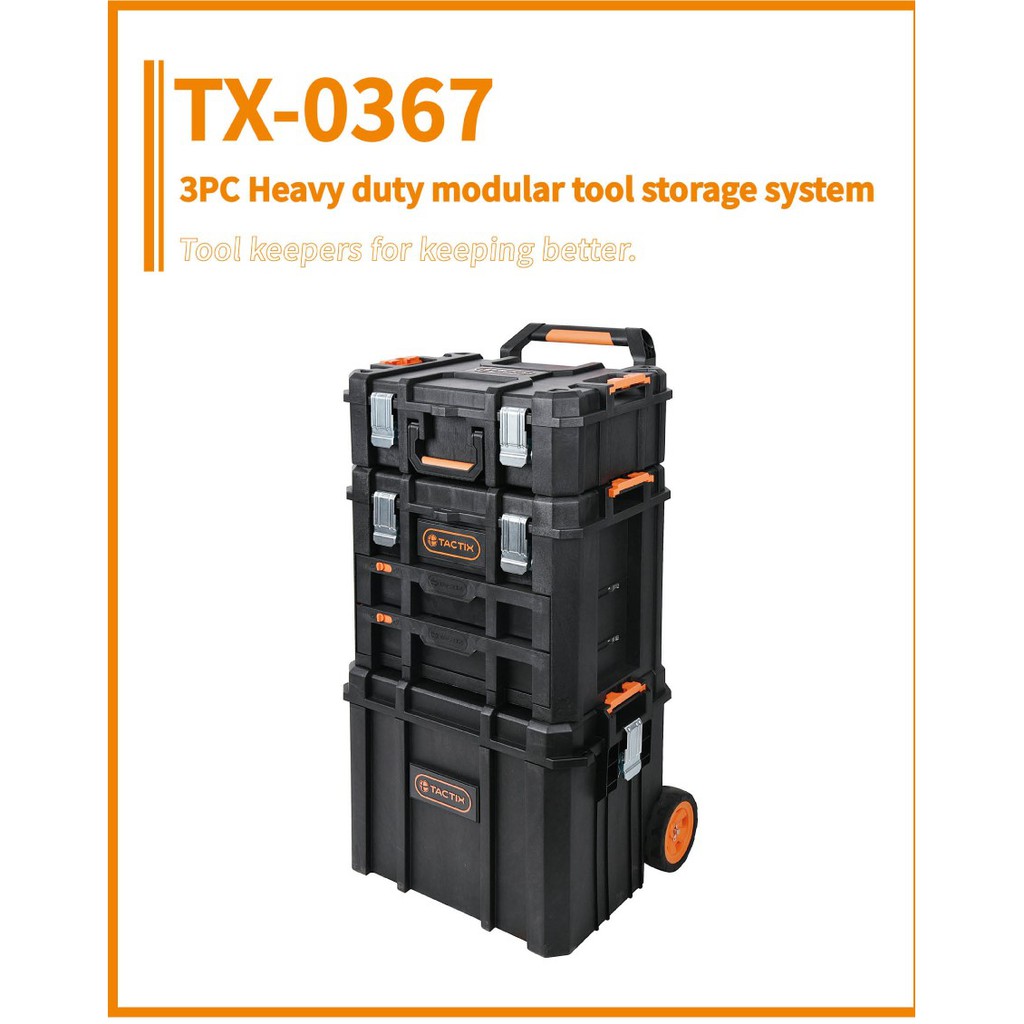 ∞沙莎五金∞TACTIX TX-0367 可分離式多用途重型套裝工具箱三件組（二代推式聯鎖裝置）