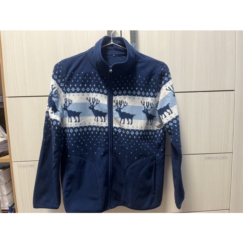 UNIQLO 童裝藍色聖誕風外套，尺寸150刷毛保暖（二手良品）