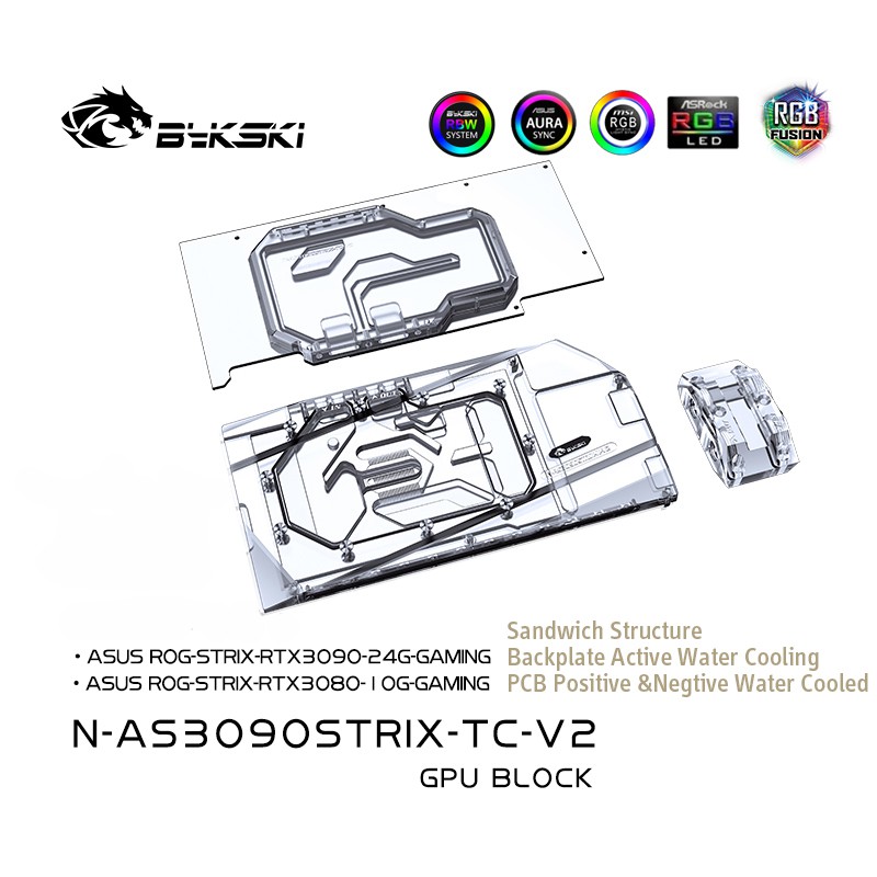 Bykski N-AS3090STRIX-TC-V2, 華碩RTX 3080 / 3090 STRIX前後主動冷卻GPU