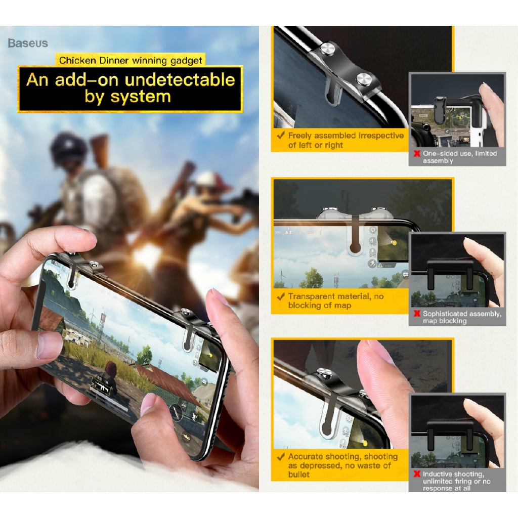 適用於pubg 遊戲手柄的baseus 手機遊戲控制器觸發火鍵瞄準鍵l1 R1 射擊操縱桿 適用於iphone 蝦皮購物