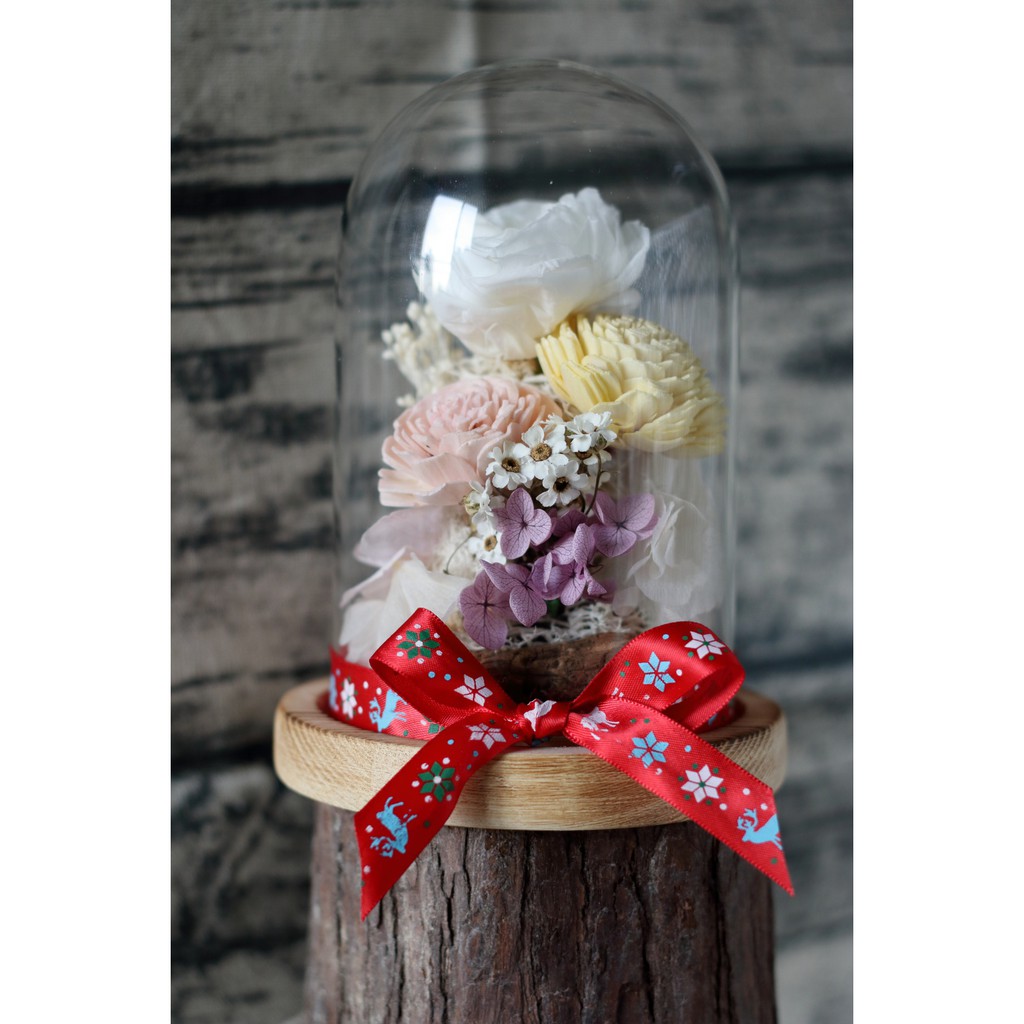 Grand 永生玫瑰花乾燥花diy 手作玻璃花盅 永生花 索拉花 繡球花 禮品 情人節 蝦皮購物