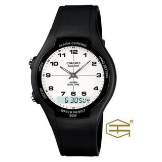 【天龜 】CASIO 簡約時尚 經典雙顯石英錶 AW-90H-7B