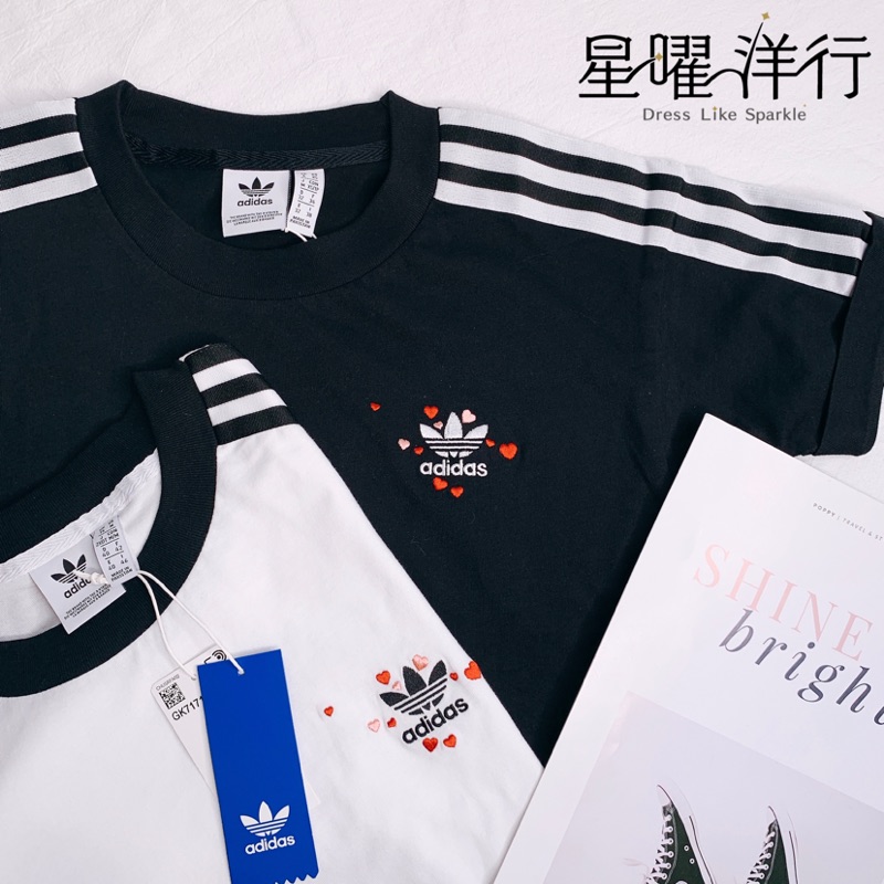 現貨Adidas 愛迪達女生三葉草logo 愛心短版上衣短T tshirt GK7171 GK7172 | 蝦皮購物