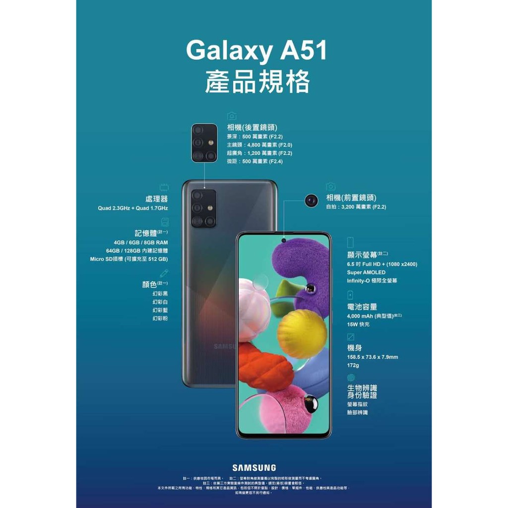 三星 Galaxy A51-晶礦藍