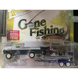 《模王》 1/64 johnny lightning 模型合金車 1959 福特 F-250 & 拖船