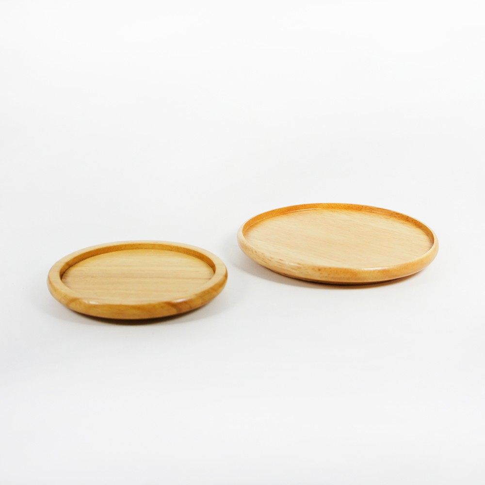 原點居家創意 圓形點心碟 北歐風格實木盤子 巧克力盅專用木盤 430CC馬克杯專用木盤