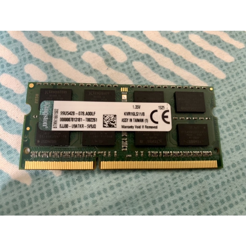 Kingston DDR3L 1600 8G 金士頓 兩隻一起賣 低電壓 記憶體KVR16LS11/8