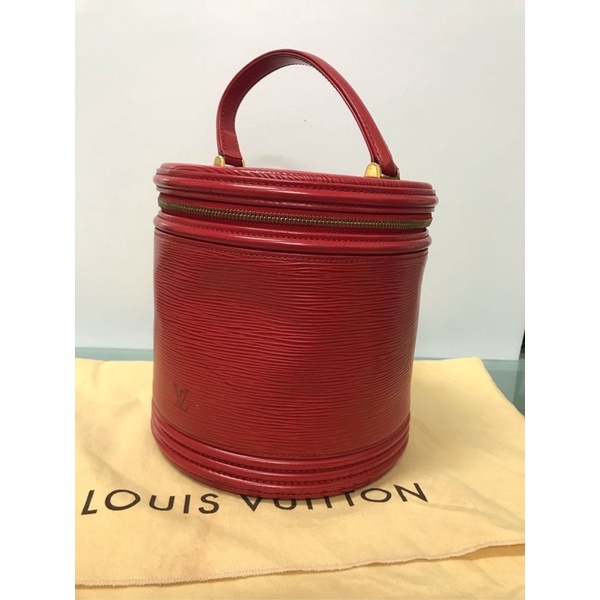 183❤️ LV 真品 正品 硬殼 化妝箱 珠寶 飾品盒 紅色EPI 水波紋 圓桶 圓筒包 麂皮內裡 古董 復古