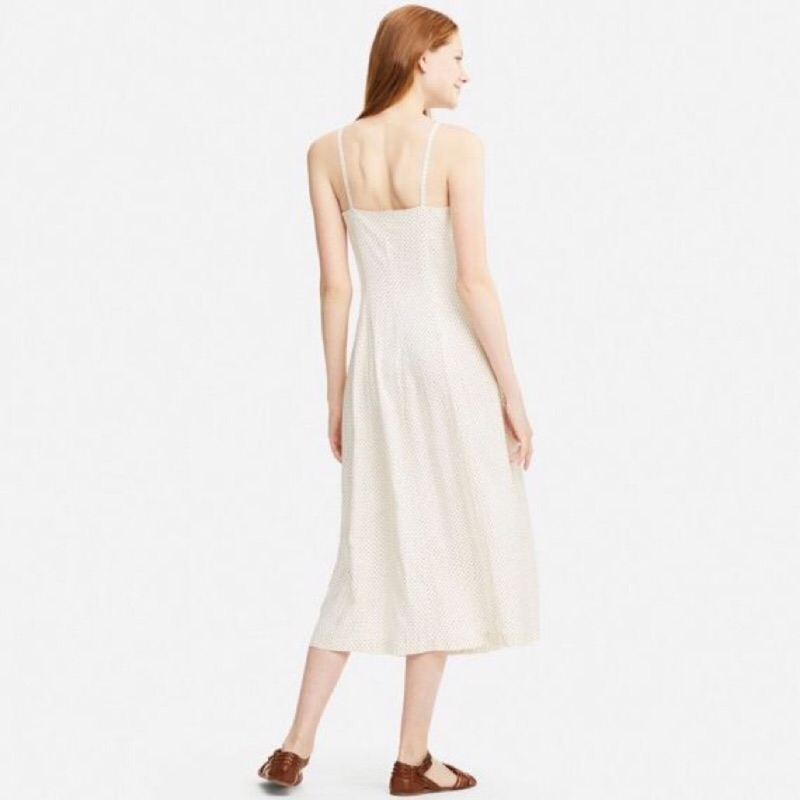 （全新正品）uniqlo x IDLF 法國超模 設計師 聯名款 嫘縈洋裝 米白色 細肩帶 扣子 點點 m號一件