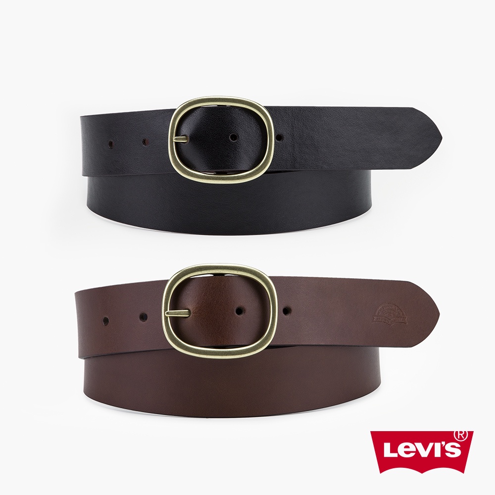 Levis 雙面用真皮皮帶 / 簡約圓矩形釦頭 / 質感壓紋 女款 37460-0084 人氣新品