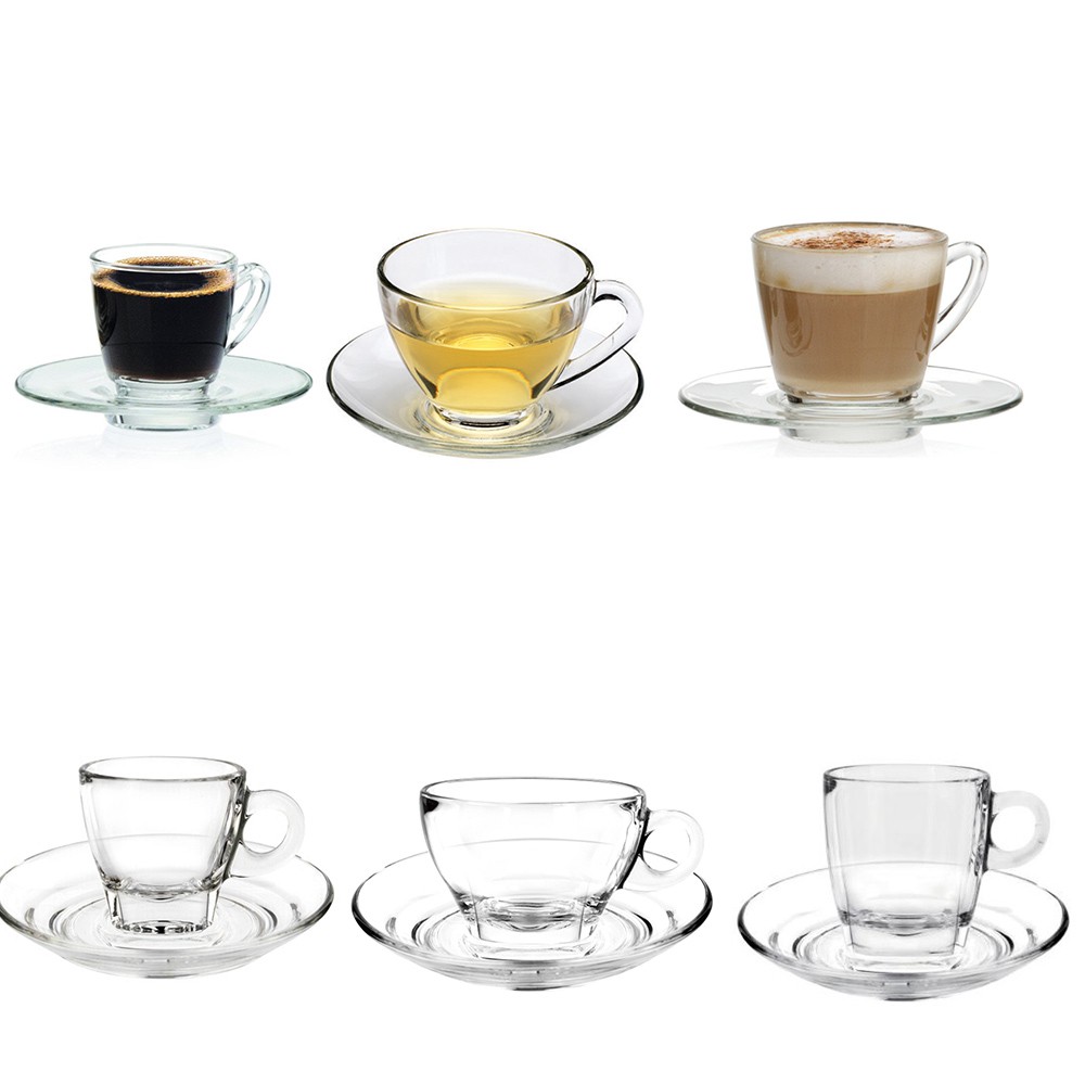【Ocean】咖啡茶杯盤組系列-共6款《拾光玻璃》 卡布奇諾 濃縮咖啡 花茶 美式拿鐵