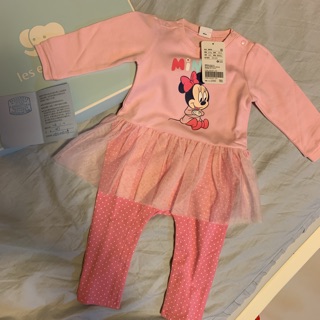 正版全新Disney授權麗嬰房米妮粉點點蕾絲裙連身裝