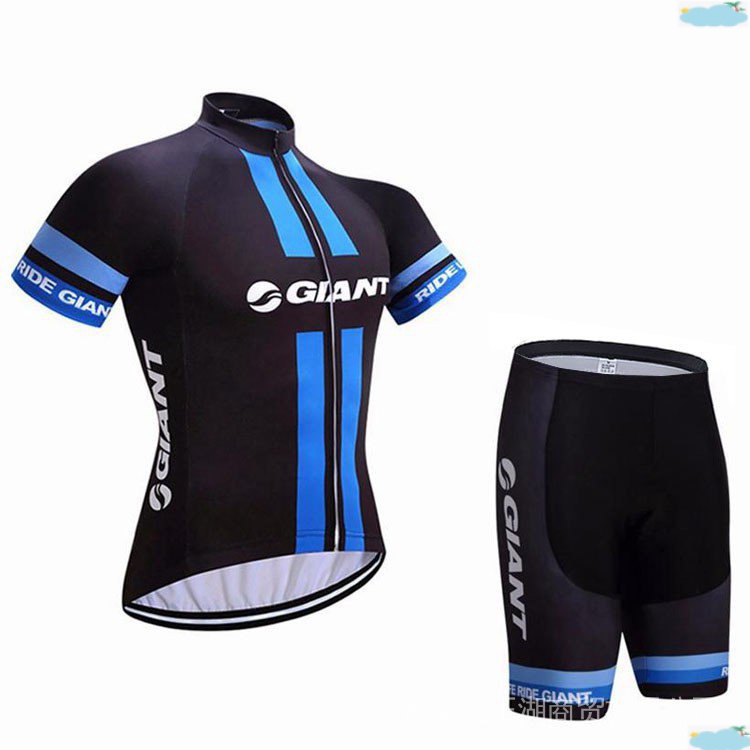 現貨 速發 店長推薦 2020最新款 GIANT 短袖自行藍色 騎行服揹帶短袖套裝 腳踏車衣 腳踏車衣 透氣單車服腳踏車
