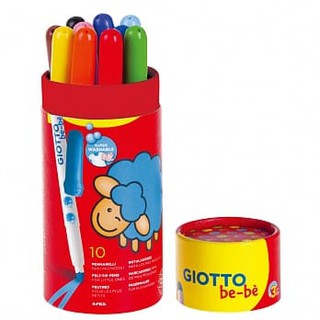 【義大利 GIOTTO】可洗式寶寶彩色筆10色(筆筒裝)(總代理公司貨)