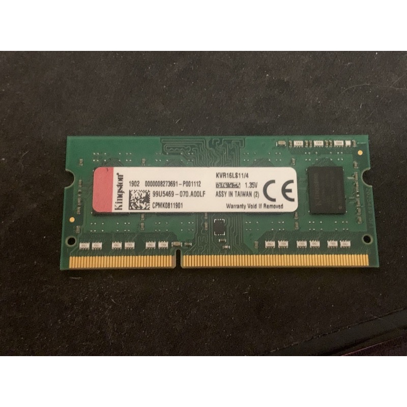 金士頓 DDR3 DDR3L 1600 筆電記憶體 RAM 低電壓4G KVR16LS11/4