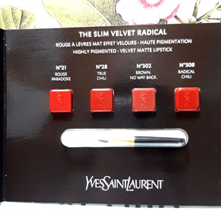 YSL 小黑條🍑奢華緞面絨霧唇膏唇卡 21/28/302/308 4色🍑聖羅蘭 唇刷 試色卡 唇卡 口紅 潤色唇膏