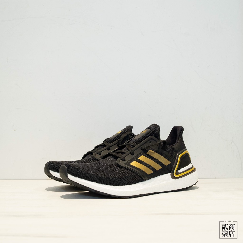 (貳柒商店) adidas UltraBoost 20 男款 黑色 黑金 慢跑鞋 馬牌底 編織 襪套 EE4393