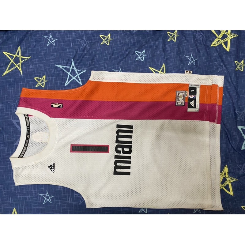 adidas nba Jersey MIA Heat #1 Bosh 復古 佛羅里達白 球衣 Wade James