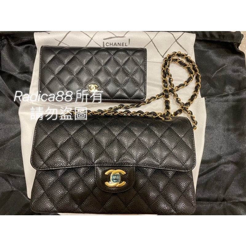 Chanel coco CF23 黑金牛 荔枝牛皮金釦金鍊最新晶片款保證真品classic flap 23