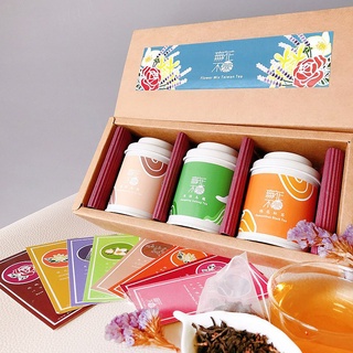 【無花不茶】3款花茶禮盒─三角原片茶包桂花紅茶+凍頂烏龍茶+蕎麥烏龍茶