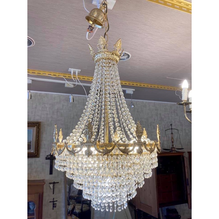 #19世紀 法國🇫🇷黃銅鍍金水晶吊燈 #02183
