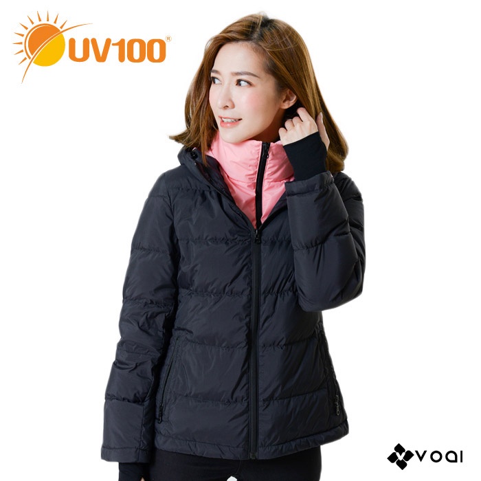 【UV100】 羽絨保暖-連帽立領外套-女(AA20823) VOAI