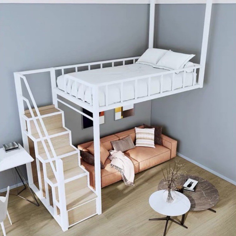 高架床系列 懸空 全吊式天花板半吊半落地 實用收納造型櫃檯梯 簍空懸空吊床 細節皆可客製化 訂製 特殊設計 蝦皮購物