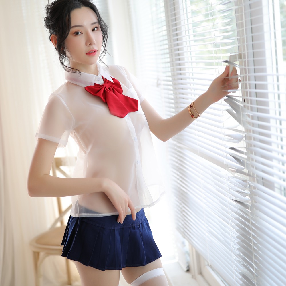 流行e線A7234 學生服 暗黑透明情趣內衣水手服 極度短迷你裙情趣角色扮演服