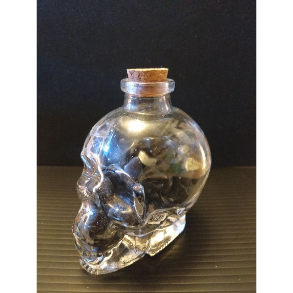 ☠️ 黑曜石 骷髏頭 碎石 玻璃瓶 擺件 擺飾 擋煞 水晶