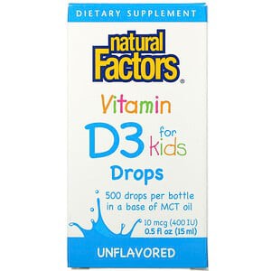 Natural Factors, 兒童維生素 D3 滴劑，10 微克 (400 IU)，15ml