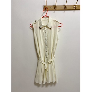 夏季清新優雅感洋裝/韓系氣質白色雪紡綁帶短洋裝/顯瘦氣質洋裝
