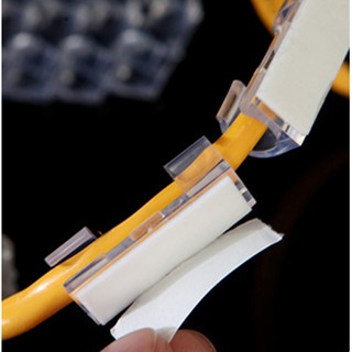 【MIMI SHOP】【桌面電線傳輸線理線固定卡扣《20入》】透明色 理線器 固線夾 網路線 整理收納