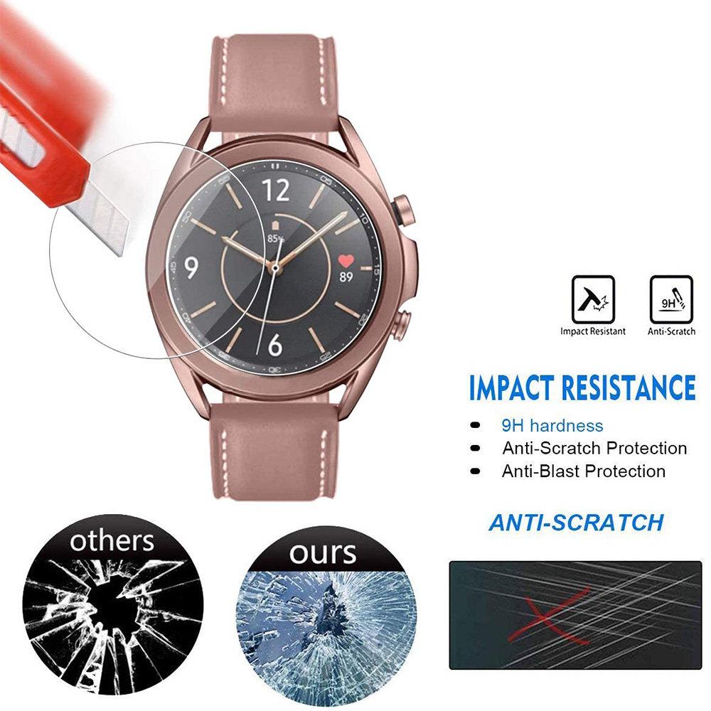 10片裝 適用三星 Galaxy Watch 3鋼化膜 watch 3 41MM手錶玻璃膜45MM鋼化玻璃貼膜 保護膜