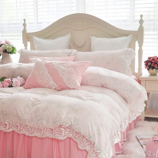 彩棉床罩 標準雙人床罩 公主風床罩 蕾絲 粉嫩碎花 蕾絲床罩 結婚床罩 床裙組 荷葉邊 佛你企業