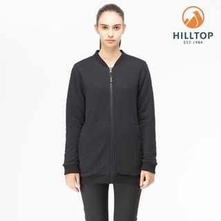【Hilltop山頂鳥】女款POLYGIENE抗菌雙面穿刷毛長版夾克H24FK2黑