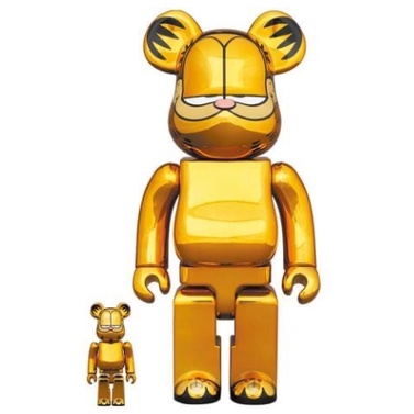 BE@RBRICK GARFIELD GOLD CHROME 電鍍加菲貓 400% 100% 情人節禮物