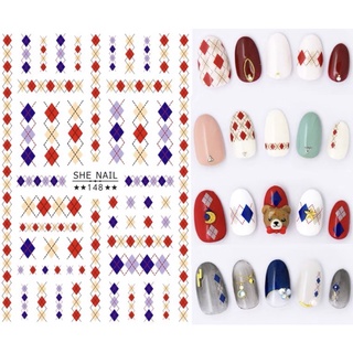 𖠿꙳hanakoya 現貨✨ 英倫學院風 菱形格紋系列 超薄美甲貼紙