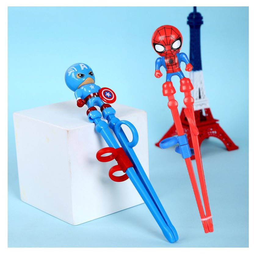 mandyshop【M4300】㊣ Disney 迪士尼漫威蜘蛛人/美國隊長右手3D兒童學習筷練習筷