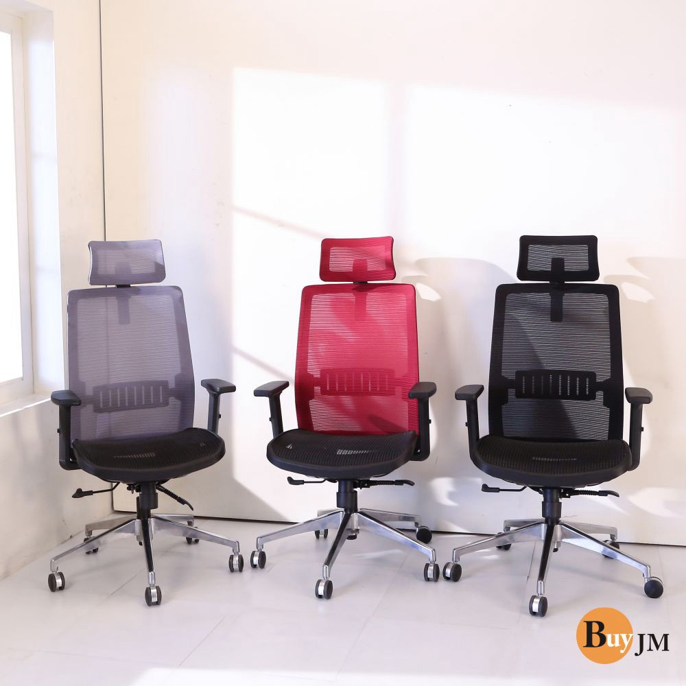 BuyJM 曼尼全網附頭枕機能鋁腳辦公椅 電腦椅 A-H-CH607 主管椅 電競椅