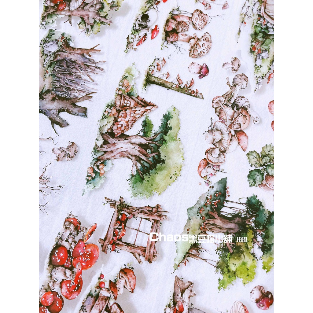 【黑豆喵🐾小鋪】蜜莓工作室。蘑菇森林。水晶油墨。內附成品圖。PET膠帶分裝