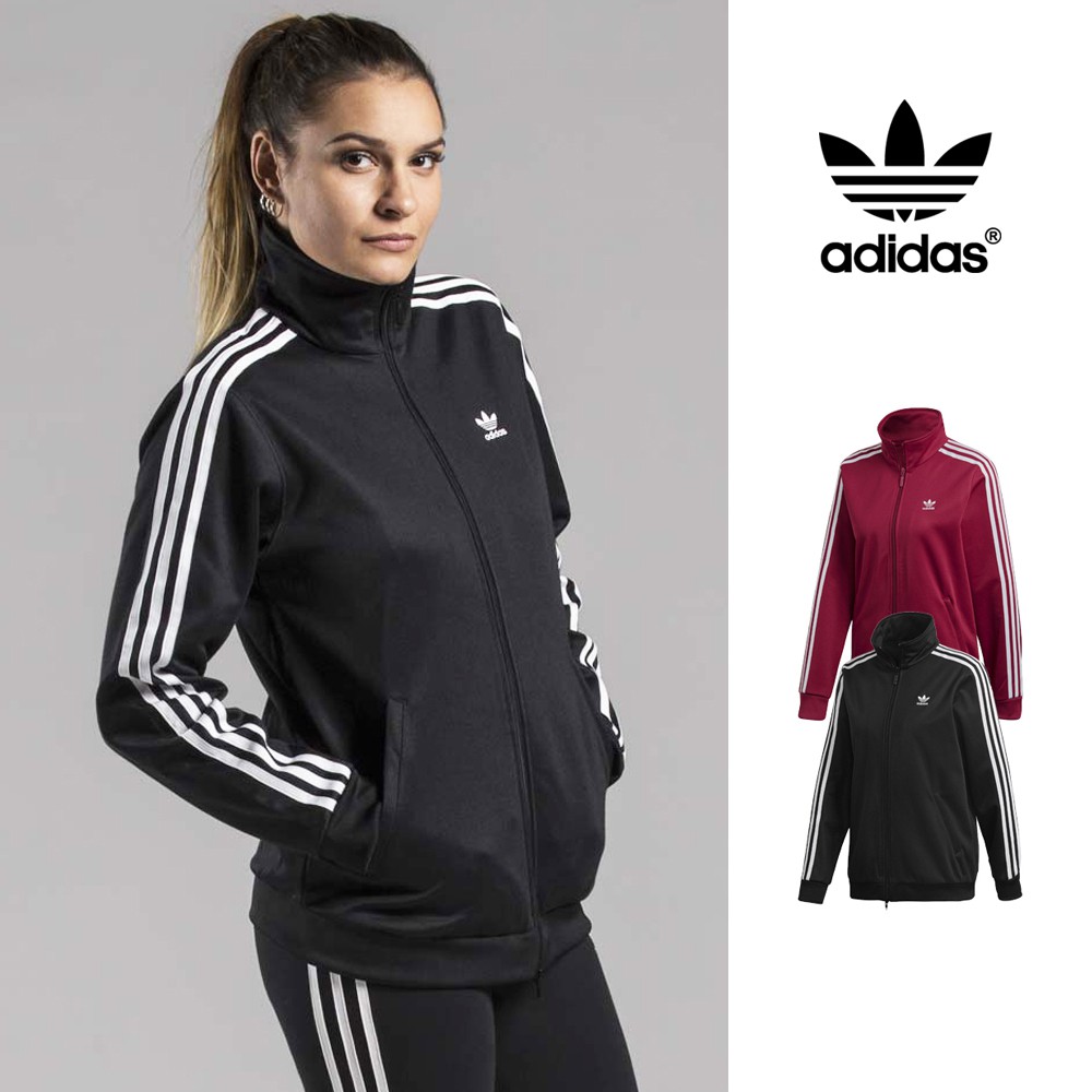 Adidas Originals 黑/酒紅 外套 女款 運動 休閒 復古 立領 素色 三葉草