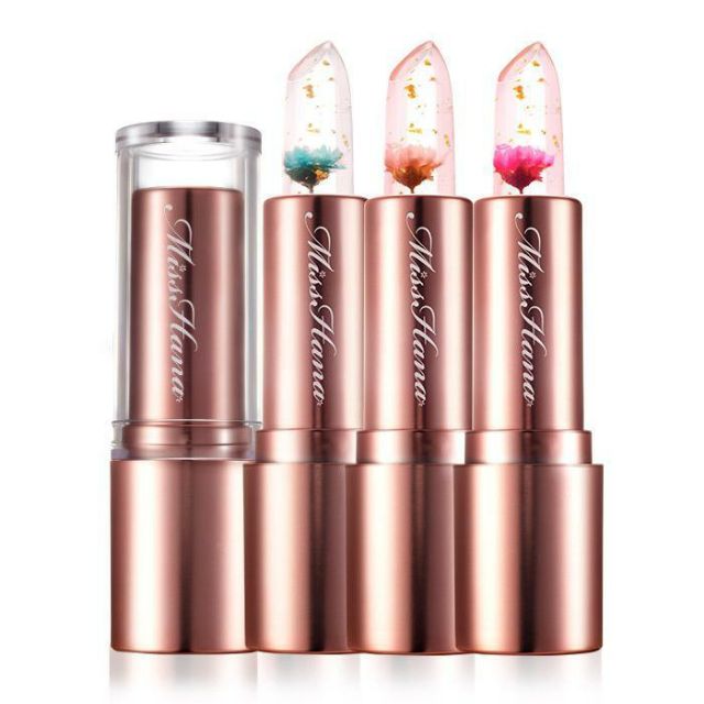 （買就送唇膜）日期差 全新 Miss Hana 花娜小姐 水綻裂花瓣唇膏 3.8g 果凍金箔唇膏 永生花溫感變色唇膏口紅