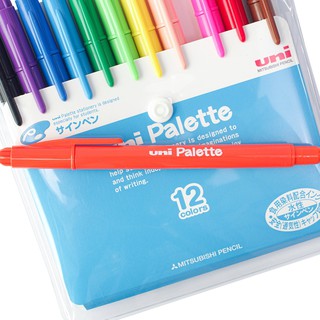 找東西@日本製UNI食用染料簽字筆Palette水性彩色筆12色組PW-503 12C PLT氈尖筆兒童彩繪筆學生麥克筆