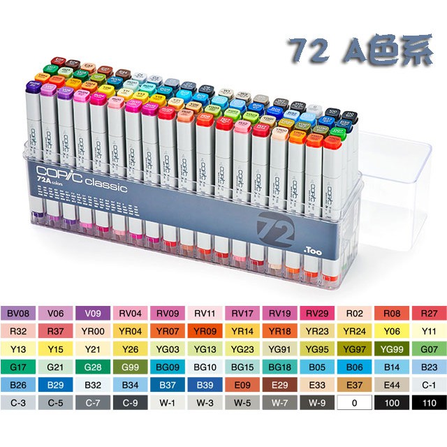 日本Copic 一代 Classic 方桿 72色 酒精雙頭麥克筆-72A、72B、72C三種色系