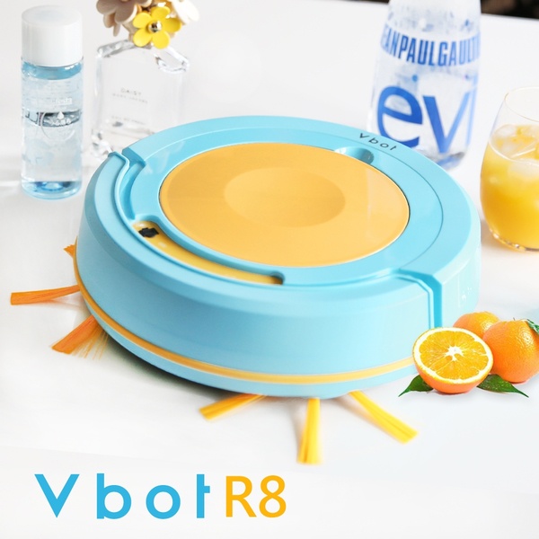 【Vbot】二代R8果漾機 自動返航智慧型掃吸擦地機器人(霜橙蘭姆) 全新(附電池濾網刷頭)