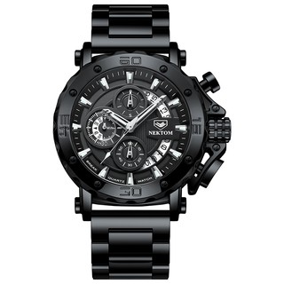 耐頓NEKTOM品牌手錶 精品手錶 男錶 防水手錶 男生大錶盤手錶 夜光手錶男生運動計時錶 石英手錶 鋼帶錶雙日期腕錶